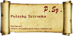 Pulszky Szironka névjegykártya